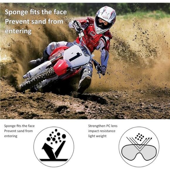 Motorcycle Goggles for Men Women Motocross Goggles Dirt Bike Goggles ATV - Picture 2 of 7